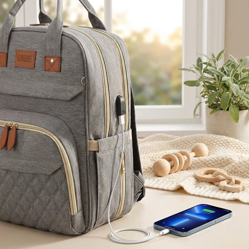 Sac à Dos Maternité 3-en-1 avec Lit de Voyage