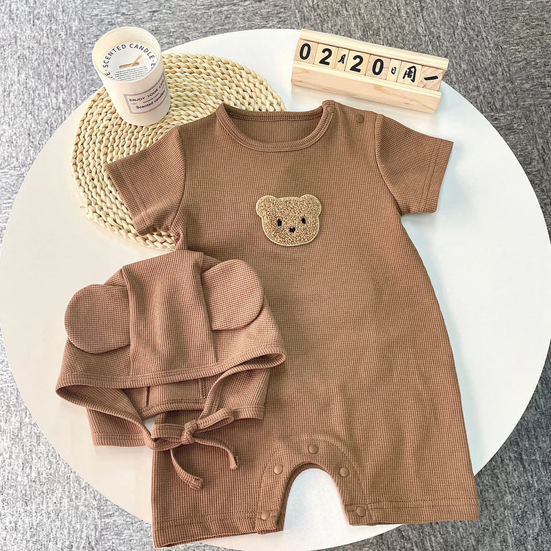 Body Été Gaufré Ourson — avec Bonnet à Oreilles
