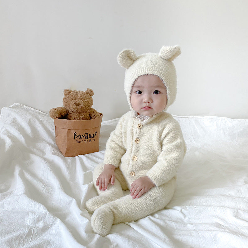 Plush Velvet Bear Jumpsuit — Autumn/Winter Softness